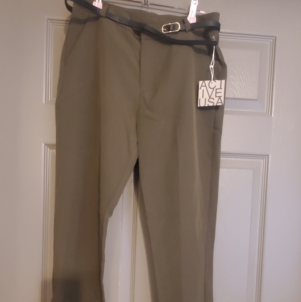 Dress pants w/belt- Olive